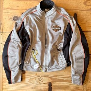 Harley-Davidson Silver and Black Jacket with Orange Accents